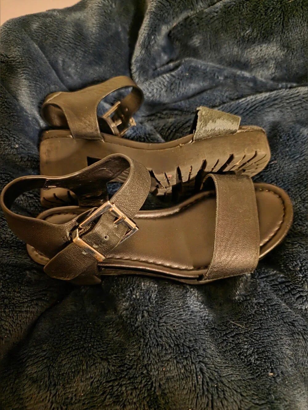 GB girls Black Girls Ankle-Strap Sandals with Buckle